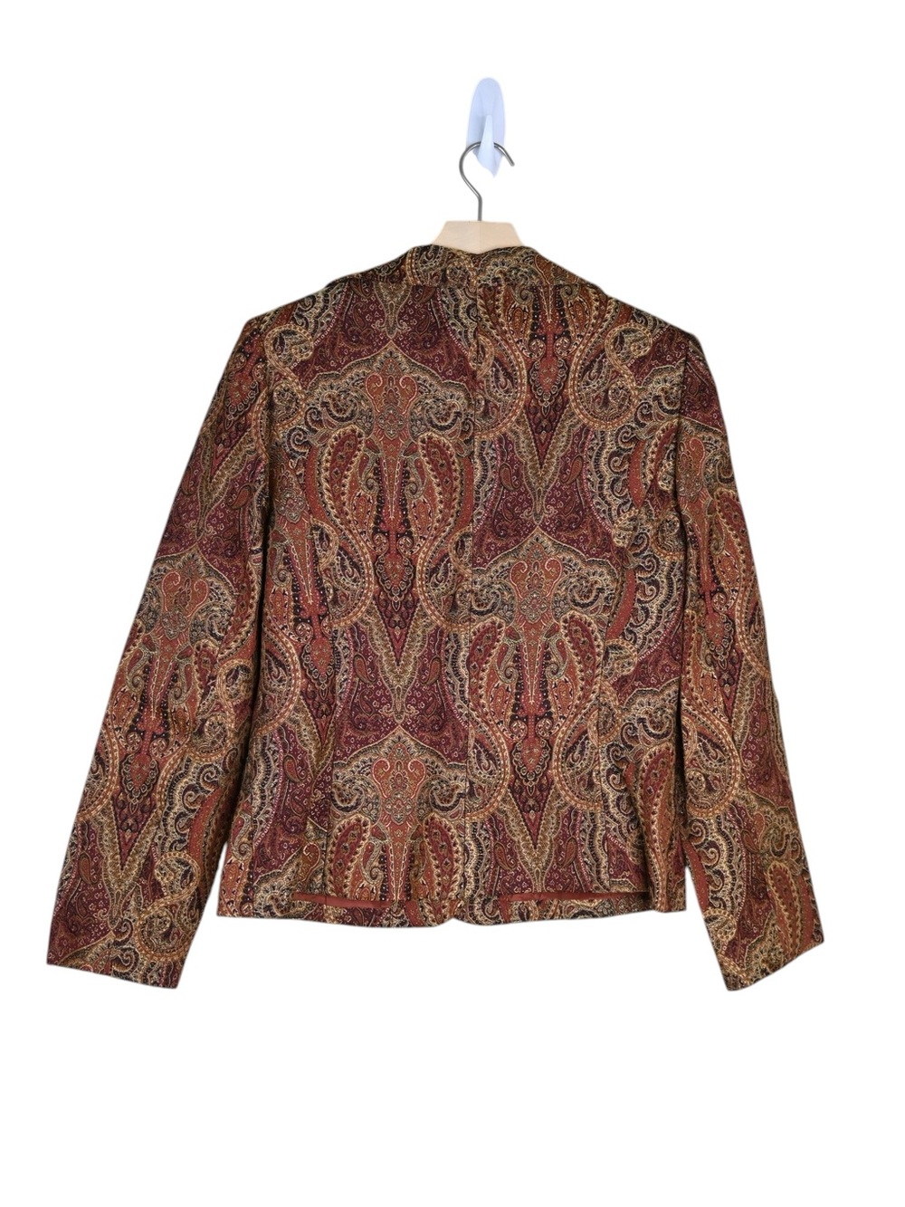 Le Suit Women's 8 Rust Gold Tapestry Paisley Print Three Button Blazer - Picture 2 of 8